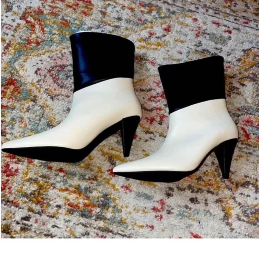 Elegant Black and White Ankle Boots